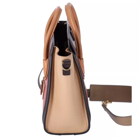 CELINE Luggage Nano Shopper Tote Handbag Pink Beige  Light Brown Colorblock - Picture 5 of 14